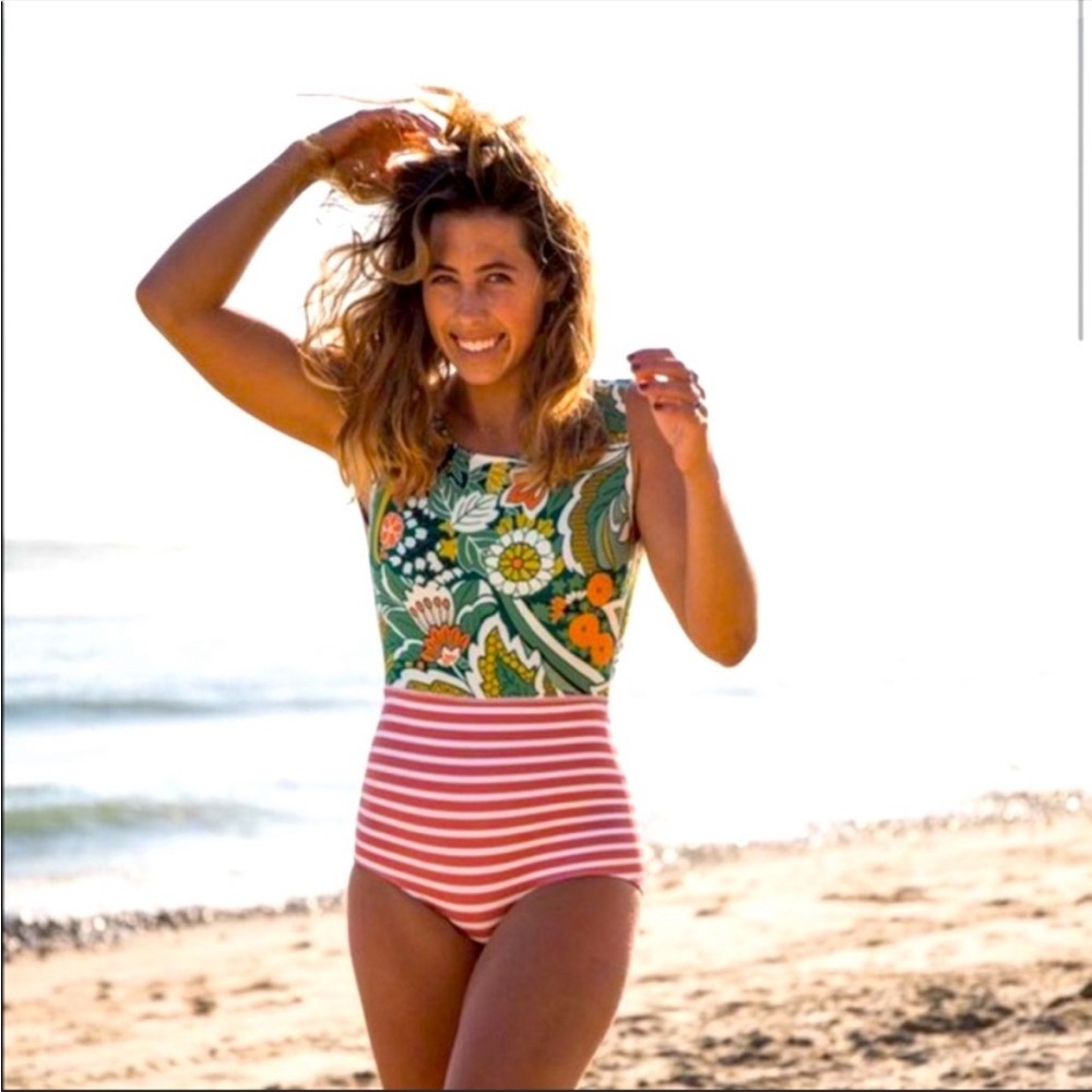 Seea Lido Midori Stripe One Piece Retro Bathing Suit RC-Skin Neoprene Surf
